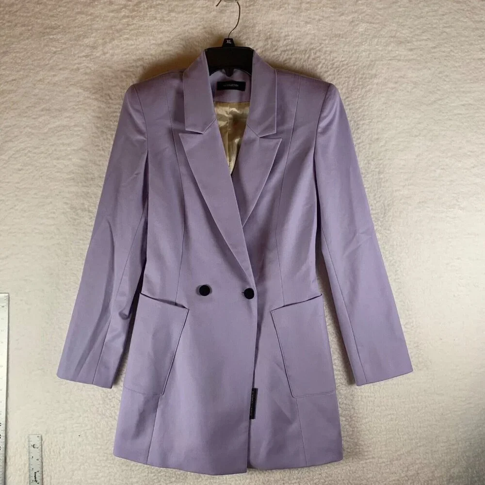 Marcell Von Berlin Women's Double Breasted Long Coat Lilac Blazer Size 4 US 9231